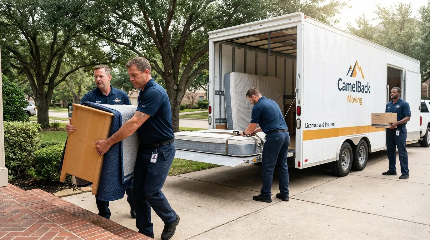 Crew loading residential truck for cross-state move from Quakertown, PA