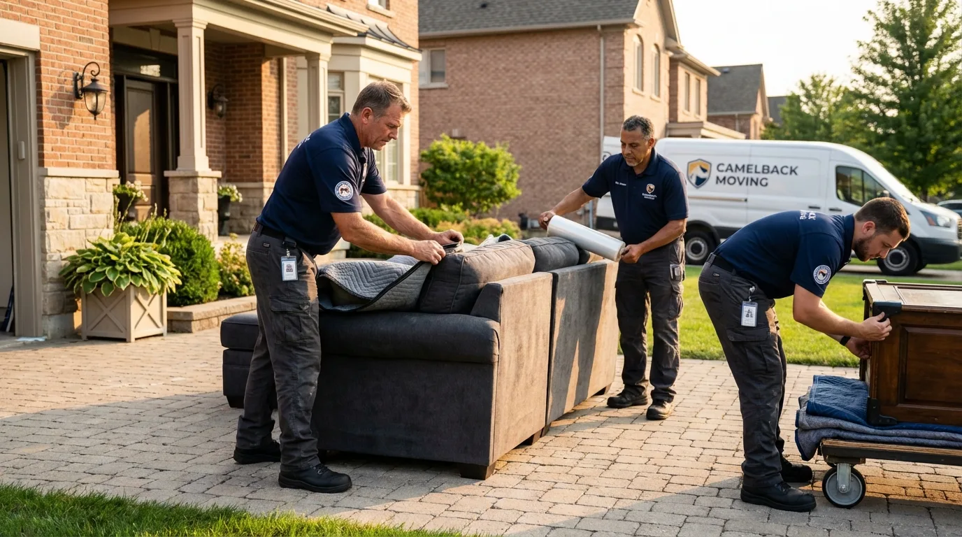 Large estate moving crew wrapping furniture in Quakertown, PA