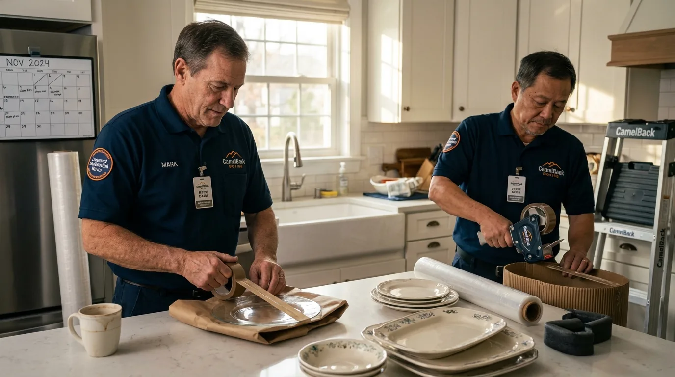 Professional crew packing kitchen dishware in Quakertown, PA
